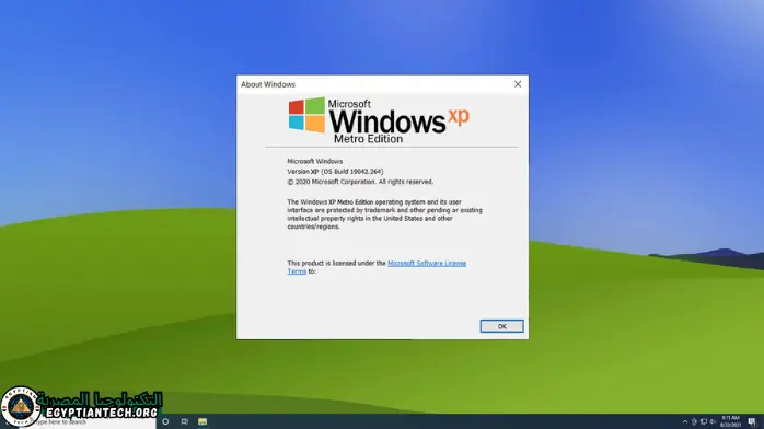 تنزيل نافذة لتثبيت نظام التشغيل Windows XP، مع خيارات ومؤشرات التقدم