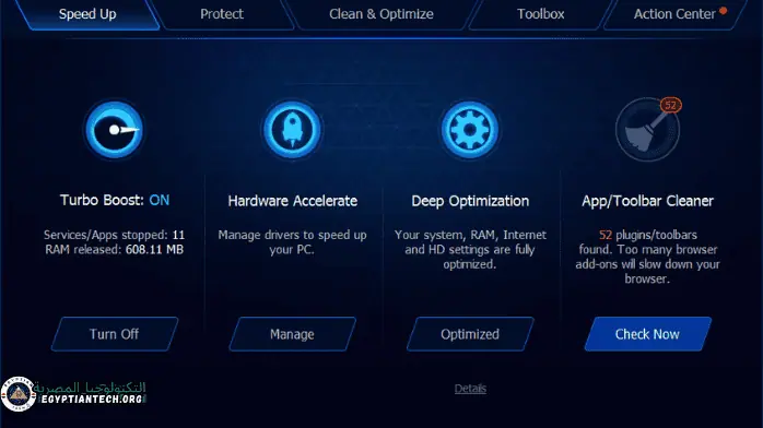 تمثيل مرئي لبرنامج Driver Booster Crack، يوضح الأدوات اللازمة لتحديثات برامج التشغيل التلقائية وتحسين النظام
