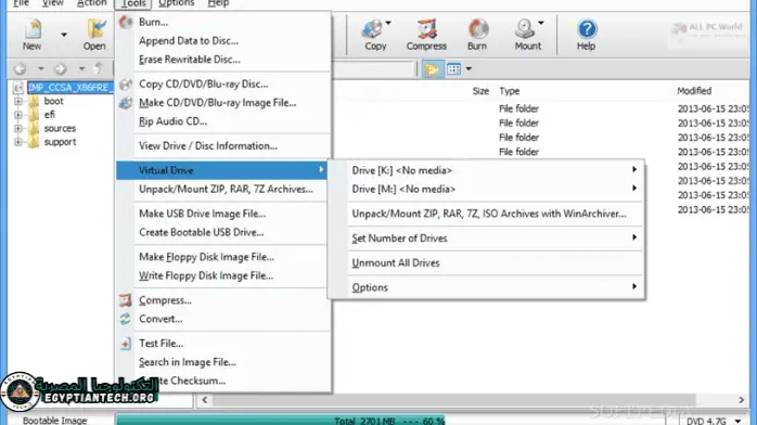 واجهة برنامج UltraISO تعرض خيارات لإنشاء ملفات ISO وتحريرها بكفاءة